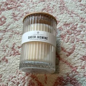 Ribbed Glass Candle with Floral Design